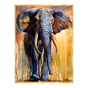 Elephant Yağlı Boya Dokulu Tablo Gold Çerçeve 60x90 cm