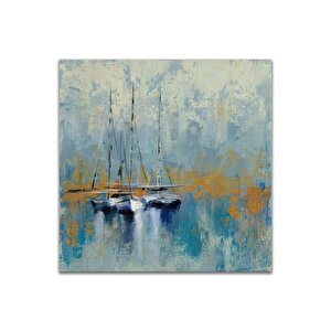 Boats Yağlı Boya Dokulu Tablo Çerçevesiz 100x100 cm