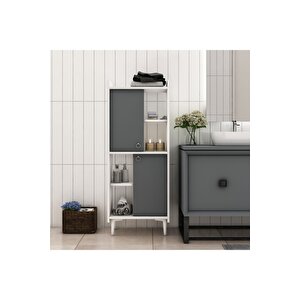 Leedsdh Banyo Dolabi Ve Çok Amaçli Dolap Beyaz Antrasi̇t Beyaz