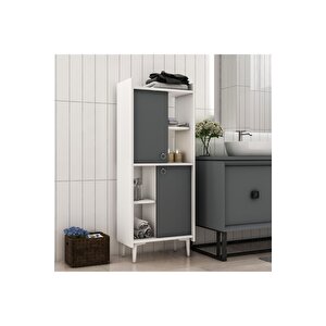 Leedsdh Banyo Dolabi Ve Çok Amaçli Dolap Beyaz Antrasi̇t Beyaz