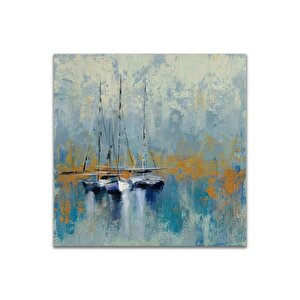 Boats Yağlı Boya Dokulu Tablo Çerçevesiz 80x80 cm