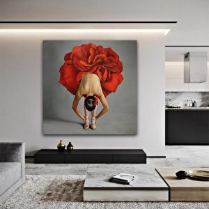 Red Ballerina Yağlı Boya Dokulu Tablo Çerçevesiz 80x80 cm