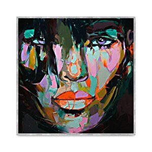 Face Yağlı Boya Dokulu Tablo Gümüş Çerçeve 100x100 cm
