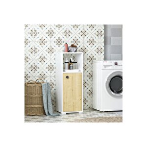 Ahudh Banyo Dolabi Ve Çok Amaçli Dolap Beyaz Safi̇rmeşe Meşe
