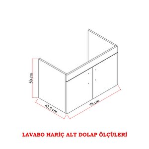 Ege 80 Cm Lavabolu Alt Banyo Dolabı, Kapaklı Banyo Alt Dolabı, Seramik Lavabo Dahil