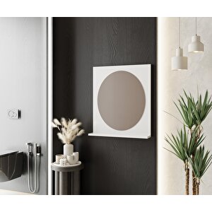 Ege 60x69cm Aynalı Beyaz Üst Modül Raflı Dolap Üstü Ayna, Banyo, Tuvalet, Wc Aynası, Çok Amaçlı Raf