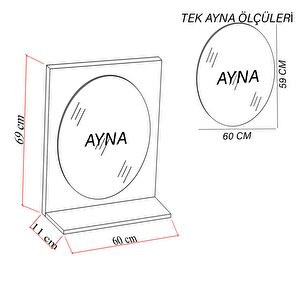 Ege 60x69cm Aynalı Beyaz Üst Modül Raflı Dolap Üstü Ayna, Banyo, Tuvalet, Wc Aynası, Çok Amaçlı Raf