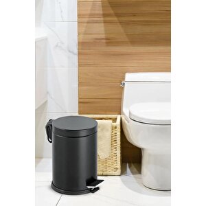 Mutfak Banyo Pedallı Paslanmaz Metal Çöp Kovası 12 Lt Siyah 815s
