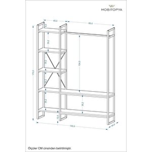 Nilamu Elbise Dolabı, Metal Aksamlı, Antrasit, Açık Dolap, Organizer, Askılık 130*170*34 Cm