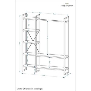 Nilamu Elbise Dolabı, Metal Aksamlı, Atlantik Çam, Açık Dolap, Organizer, Askılık 130*170*34 Cm