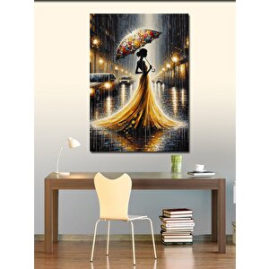 Kanvas Tablo Yağmur Altında Şemsiye İle Kadın 70x100 cm