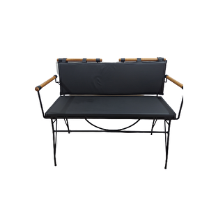Sandalye 14573 Benc Penyez Model Metal Siyah Fırın Mat Kiremit Balkon-bahçe