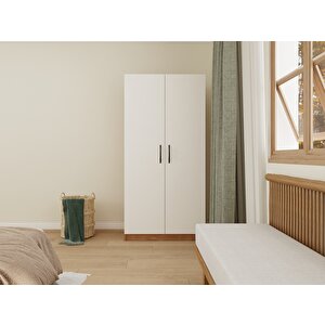 2 Kapaklı Bölmeli Gardırop Marbella Kiraz-beyaz