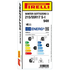 215/55r17 94h Winter Sottozero 3 S-i Oto Kış Lastiği (üretim: 2024)