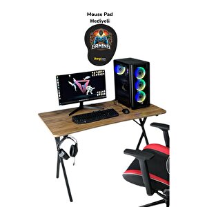 Heygaming Profesyonel Oyuncu Masası Ceviz Siyah Bilgisayar Çalışma Masası 120 Cm