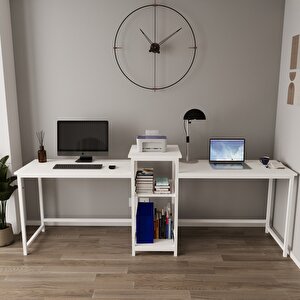 Duodesk 2 Kişilik Çalışma Masası Beyaz