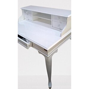 Çalışma Masa 13883 St Klasik Model Kayın Aslan Ayak Beyaz Porselen Kulp El Yapım