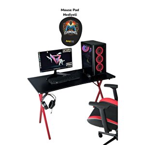 Heygaming Profesyonel Oyuncu Masası Siyah Kırmızı Bilgisayar Çalışma Masası 120 Cm