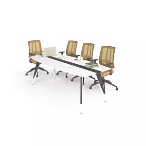 Royal Toplantı Masası - Beyaz - Antrasit - 180 Cm