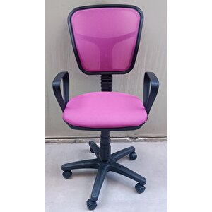 Çalışma Koltuk 18204 Model Poliüretan Pembe Amortisörlü Ort Metal Gövde El Yapım