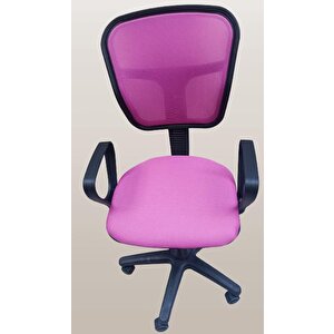 Çalışma Koltuk 18204 Model Poliüretan Pembe Amortisörlü Ort Metal Gövde El Yapım