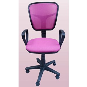 Çalışma Koltuk 18204 Model Poliüretan Pembe Amortisörlü Ort Metal Gövde El Yapım