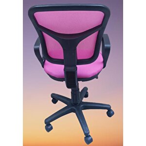 Çalışma Koltuk 18204 Model Poliüretan Pembe Amortisörlü Ort Metal Gövde El Yapım