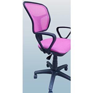 Çalışma Koltuk 18204 Model Poliüretan Pembe Amortisörlü Ort Metal Gövde El Yapım