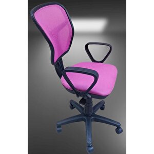 Çalışma Koltuk 18204 Model Poliüretan Pembe Amortisörlü Ort Metal Gövde El Yapım