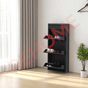 3+1 Raflı Metal Ayakkabılık | Siyah | Ayakkabı Dolabı