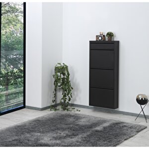 3+1 Raflı Metal Ayakkabılık | Siyah | Ayakkabı Dolabı