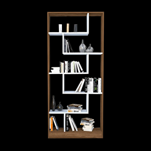 Kitaplık 17893 Labi̇rent Torna Model1kalit Suntalem Raf Parlak Beyaz Ceviz El Yapı