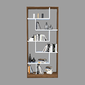 Kitaplık 17893 Labi̇rent Torna Model1kalit Suntalem Raf Parlak Beyaz Ceviz El Yapı