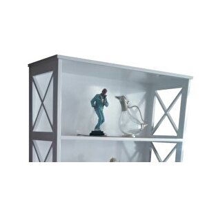 Kitaplık X 17614 Çapraz Yan Model Alt Kapak Raf Kayın Mdf Torna Parlak Beyz Lake