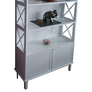 Kitaplık X 17614 Çapraz Yan Model Alt Kapak Raf Kayın Mdf Torna Parlak Beyz Lake