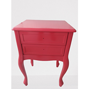 Komodin 18444 Klasik Model Kayın Aslan Ayak Pembe Renk Porselen Kulp El Yapımı