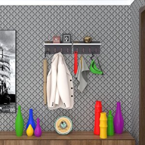 Elbise Askılığı Karayemiş2 Gri 26*076*12 Vestiyer Portmanto Askı Askılık 8 Adet Askı
