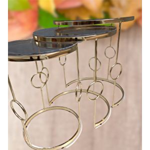 Zigon Zlf 14088 Halkalı Model Cam Tabla Metal Gold Kaplama Kutu Sevk El Yapım