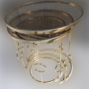 Zigon Zlf 14088 Halkalı Model Cam Tabla Metal Gold Kaplama Kutu Sevk El Yapım