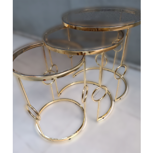 Zigon Zlf 14088 Halkalı Model Cam Tabla Metal Gold Kaplama Kutu Sevk El Yapım
