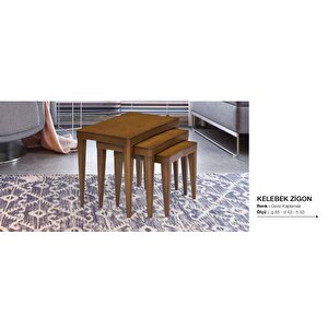Zigon 11802 Osm Kelebek Model Sehpa Parlak Ceviz Natüre Kayın Retro Ayak El Yapım