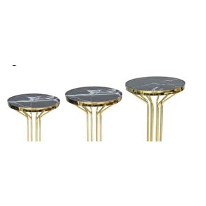 Brc Bufalo 14056 Zigon Siyah Mermer Temper Cam Gold Renk Kaplam Metal Ayak Elyapı