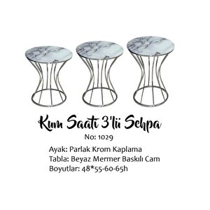 Brc Zigon 14065 Kumsaat Model Beyaz Mermer Desen Metal Çelik Gümüş Renk El Yapım