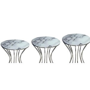 Brc Zigon 14065 Kumsaat Model Beyaz Mermer Desen Metal Çelik Gümüş Renk El Yapım