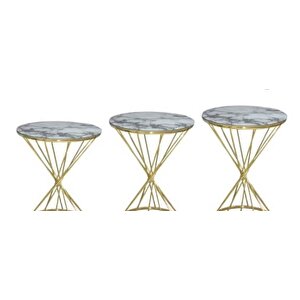 Brc Ri̇voli̇ 14067 Zigon Metal Gold Renk Kaplama Beyaz Mermer Temper Cam El Yapım