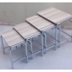 Zigon Sehpa Demet 14007 Metal Model Metal Nikelaj Ayak Somon Desen El Yapım
