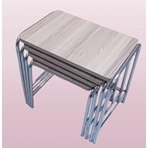 Zigon Sehpa Demet 14007 Metal Model Metal Nikelaj Ayak Somon Desen El Yapım