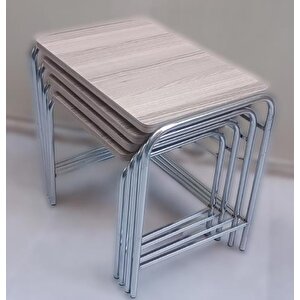 Zigon Sehpa Demet 14007 Metal Model Metal Nikelaj Ayak Somon Desen El Yapım
