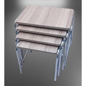 Zigon Sehpa Demet 14007 Metal Model Metal Nikelaj Ayak Somon Desen El Yapım