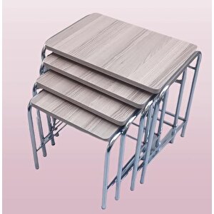 Zigon Sehpa Demet 14007 Metal Model Metal Nikelaj Ayak Somon Desen El Yapım